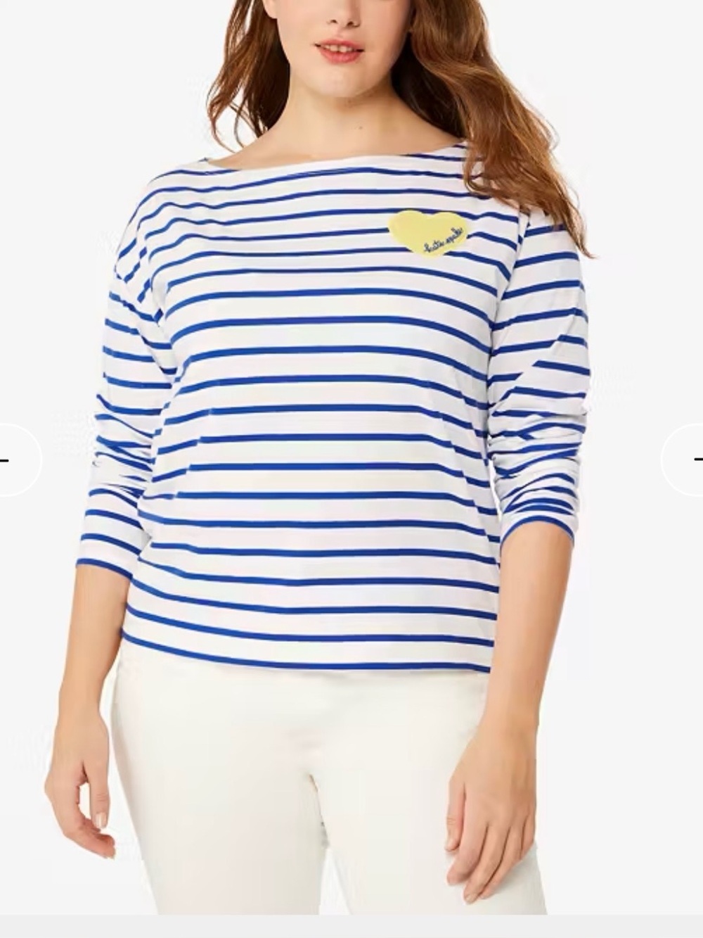 Kate Spade Harbor Stripe Tee Fresh White Sz L NEW